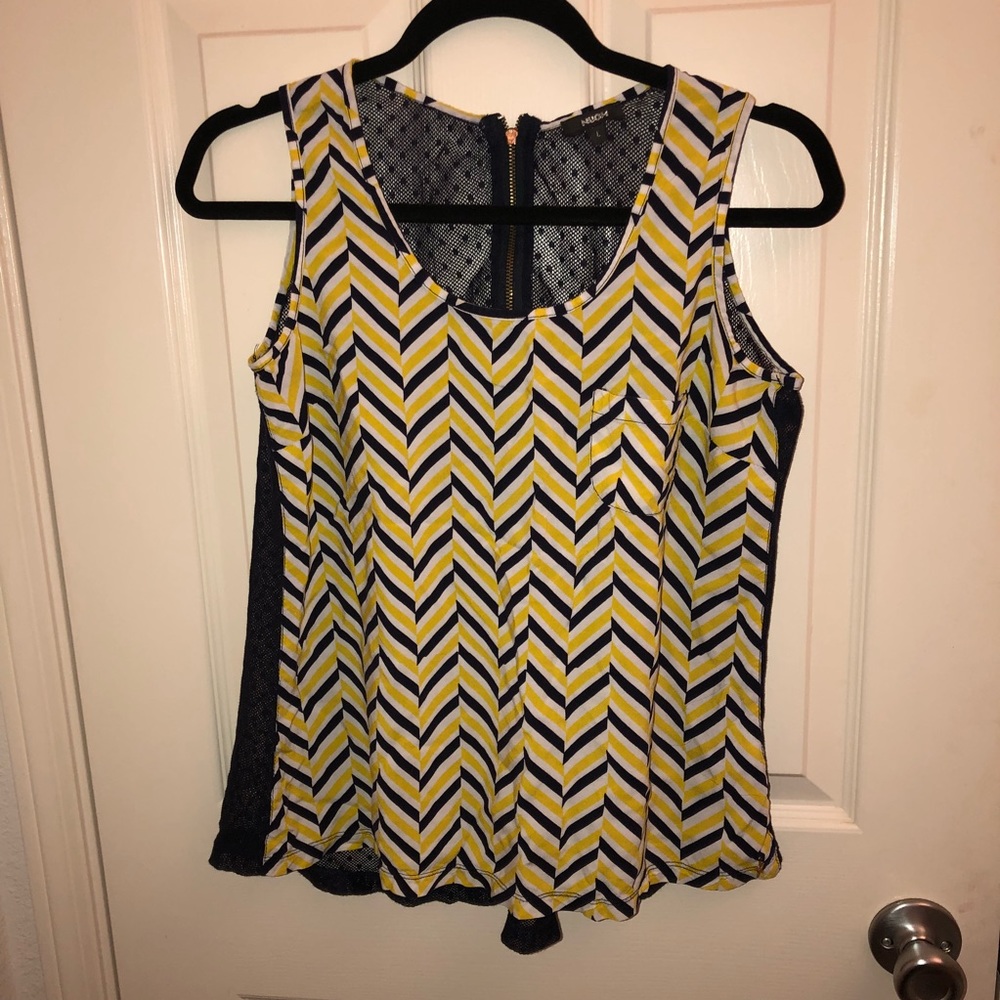 Navy and Yellow Blouse NWOT!